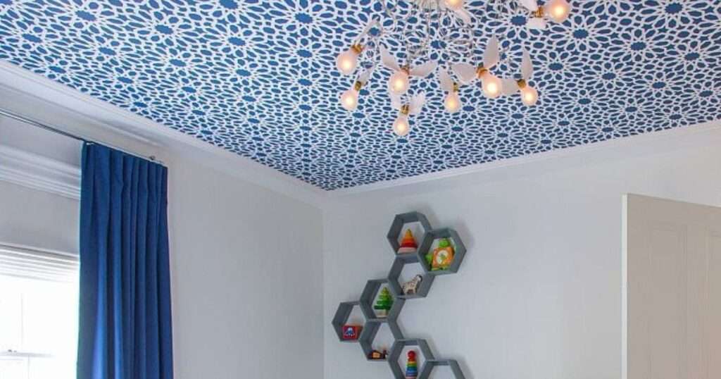 Wallpapered Porch Ceiling